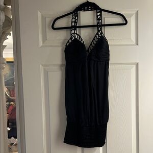 Bebe Black Dress with Textured Hem